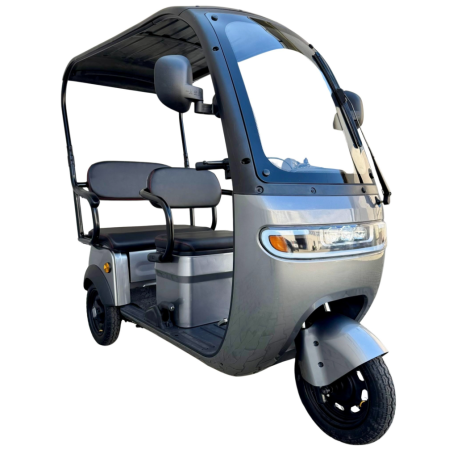 Triciclete - Tricicletă Electrică cu 2 Locuri și Acoperiș, Baterie 20Ah