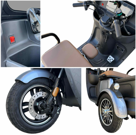 Tricicletă Electrică cu 2 Locuri, Acoperiș și Baterie 20Ah [8]