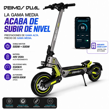 Trotinete 18-20Ah - Trotineta electrica Ecoxtrem Deimos Dual DGT 2x500W 48V 20Ah Gri