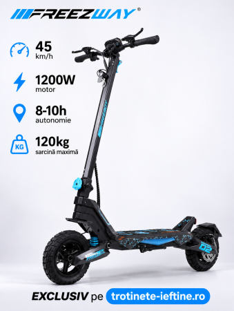 Trotineta electrica Freezway G2 1200W cu roti tubeless de 10 inch
