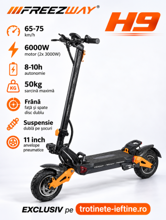 Trotinete 2000W+ - Trotinetă electrică H9 Dual Motor 6000W