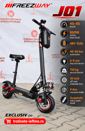 Trotinete 1 Motor - Trotineta Electrică J01 – 800W, 48V 15Ah, Off-Road, Autonomie 60 km