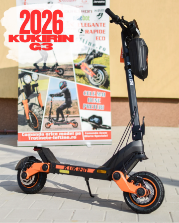 Trotinetă electrică KUGOO KIRIN G3, Motor 1200W, Autonomie 60 km, Viteză maximă 50 km/h, Acumulator 52V 18Ah, Culoare negru