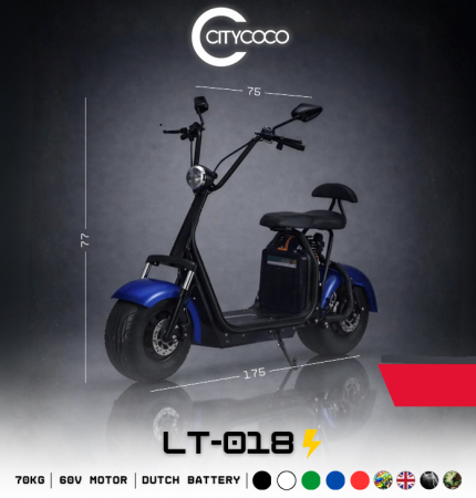 MOTOCICLETE - Trotineta Electrica LT-018 1500W 60V 20Ah Autonomie 120KM Design Chopper