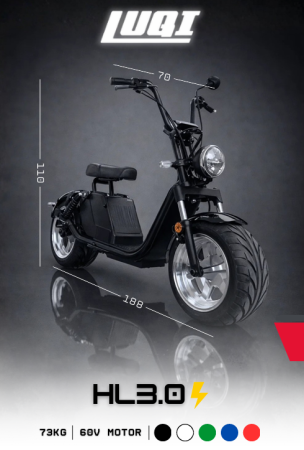 MOTOCICLETE - Trotineta Electrica LUQI HL3.0 3000W 60V 25Ah 45KMH Roti 10 Inch