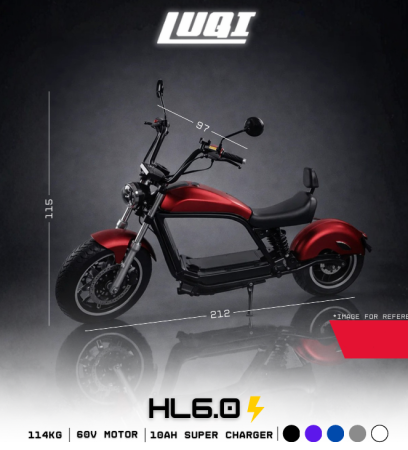 MOTOCICLETE - Trotineta Electrica LUQI HL6.0 3000W 60V 40Ah 110KM Roti 17 Inch