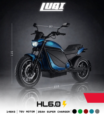 MOTOCICLETE - Trotineta Electrica LUQI HL6.0 Pro 5000W 72V 100Ah 110KMH