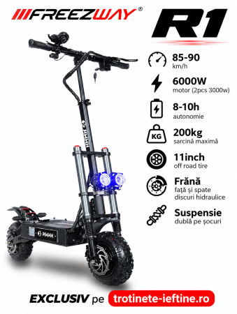 RESIGILATE - Trotineta electrica R1 6000W (2x3000W), 60V 38Ah, 90 km/h, autonomie 100 km