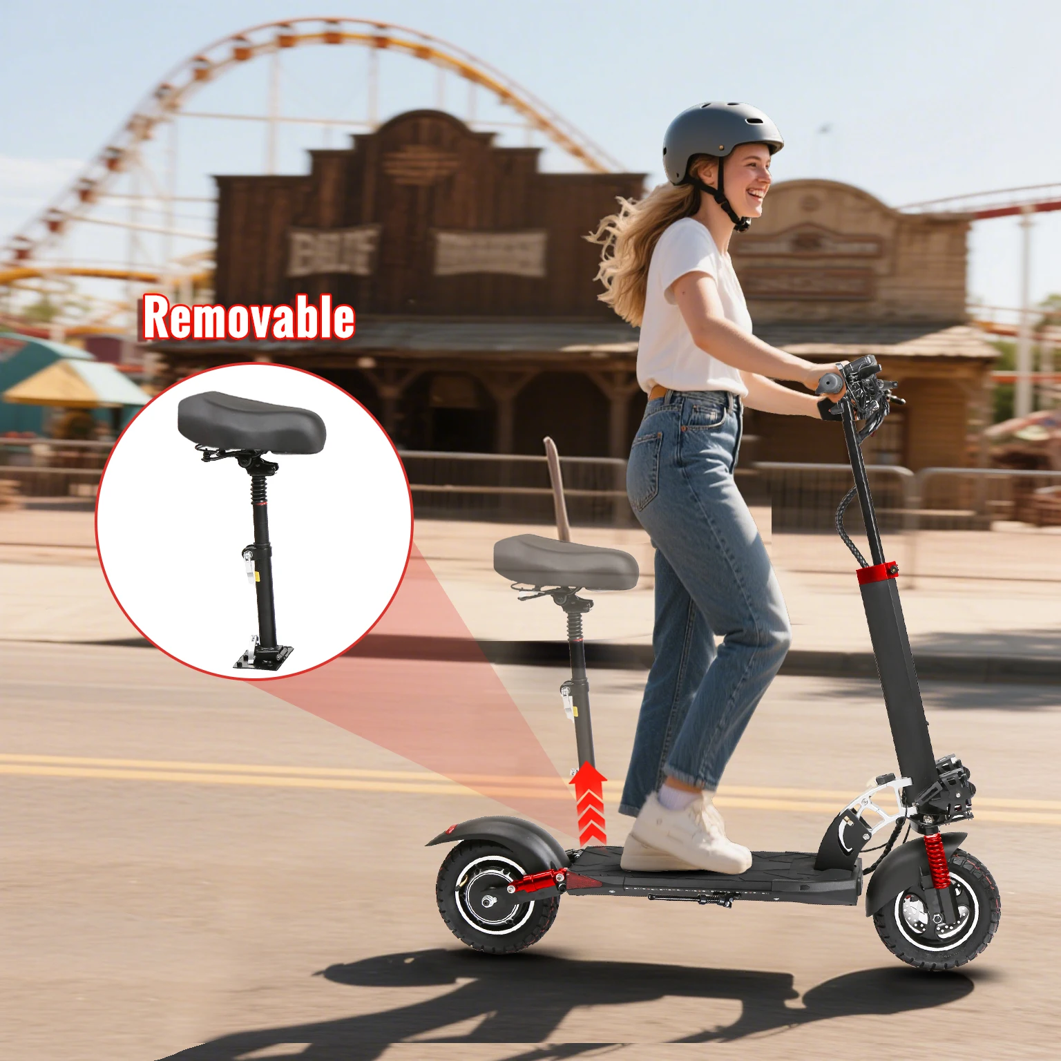 Trotineta Electrică SUNNIGOO N3MAX 800W 48V 13Ah Cu Șa și Roți 10 Inch Off-Road [2]