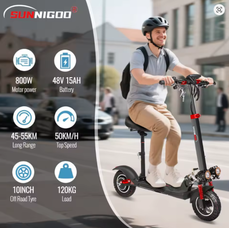 Trotineta Electrică SUNNIGOO N3MAX 800W 48V 13Ah Cu Șa și Roți 10 Inch Off-Road [8]