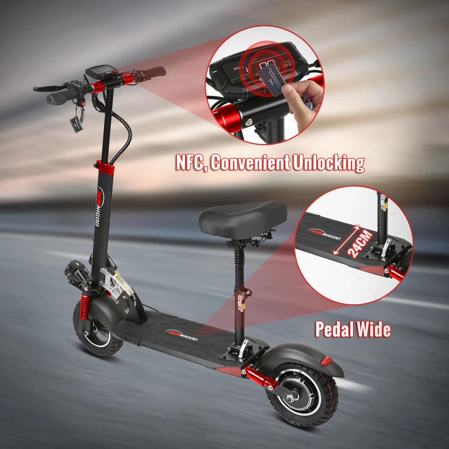 Trotineta Electrică SUNNIGOO N3MAX 800W 48V 13Ah Cu Șa și Roți 10 Inch Off-Road [3]