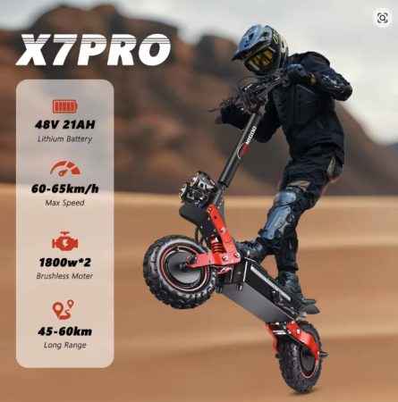 Trotinete KuKirin - SUNNIGOO X7 X7 PRO 3600W - Trotinetă Electrică Dual Motor 65 km/h, 60 km Autonomie