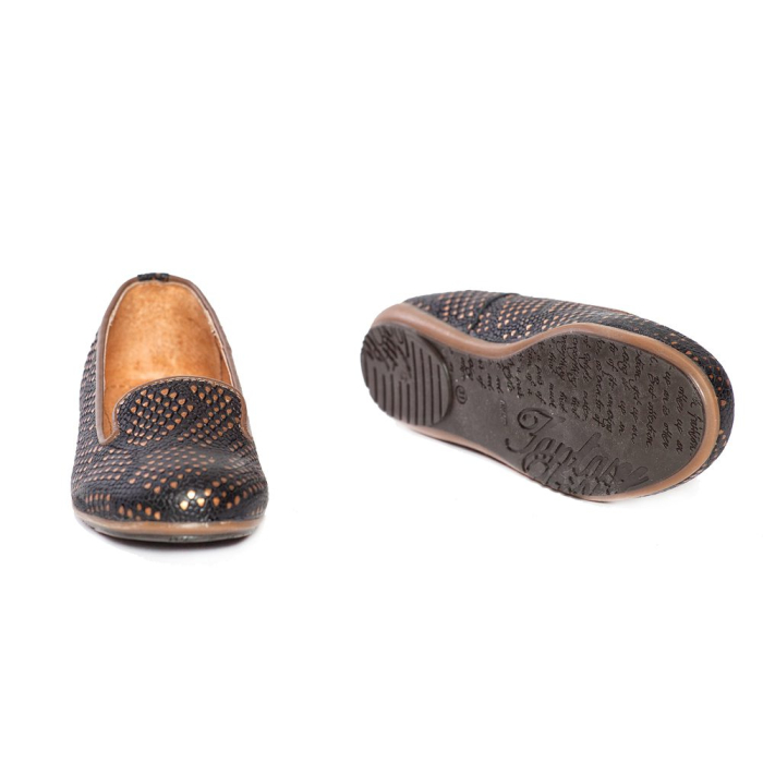 Balerini fete piele Amia Print Nero PJ Shoes [3]