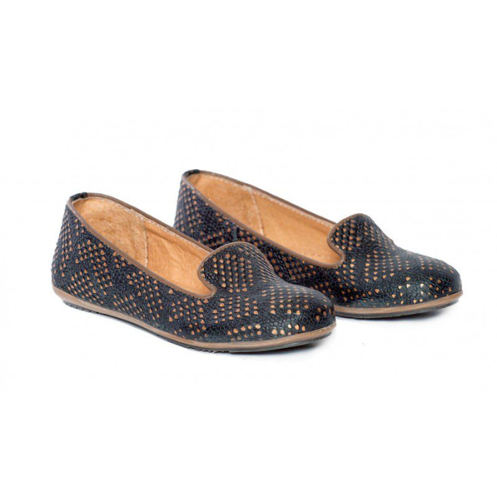 Balerini fete piele Amia Print Nero PJ Shoes [1]
