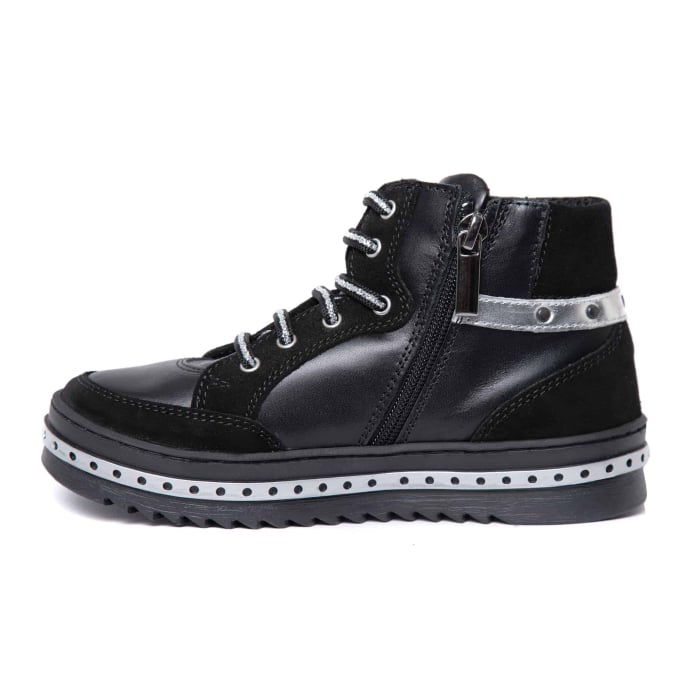 Ghete din piele pentru fete Kidda negru&argintiu [5]