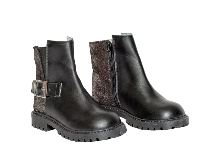 Ghete fete din piele naturala pj shoes Lala negru [2]