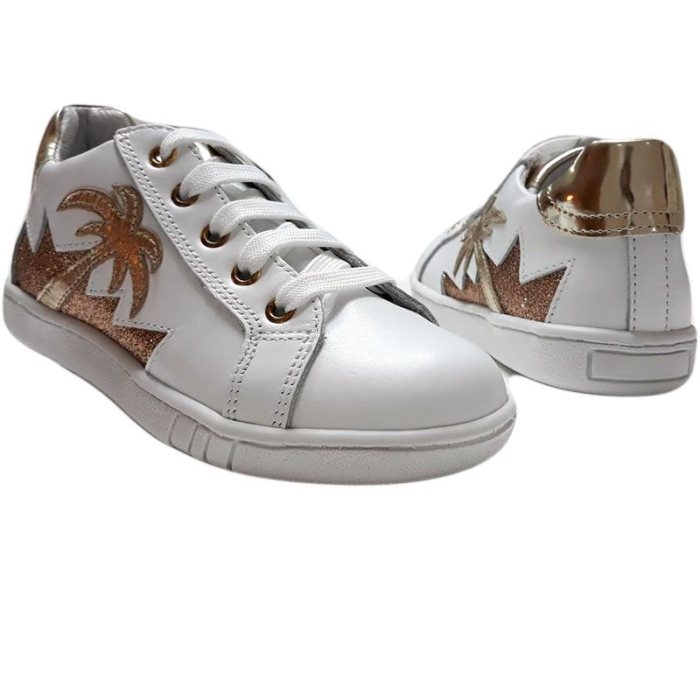 Pantofi copii sport piele Tino alb auriu [2]