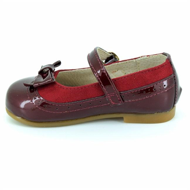Pantofi fete cu fundita din piele bordo [2]