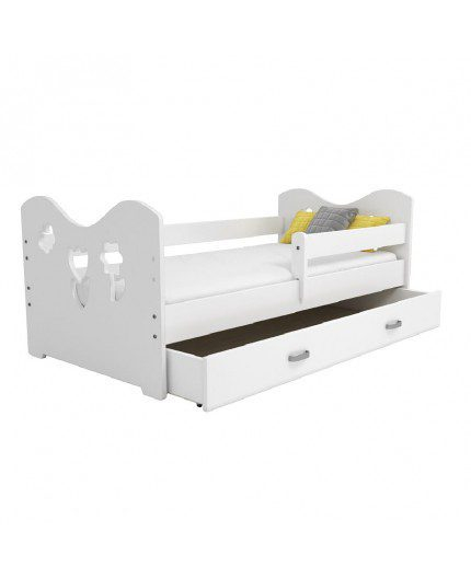 PAT PENTRU COPII DIN LEMN DE PIN MOLI ALB CU SALTEA INCLUSA SI SERTAR 180 X 80 CM [2]
