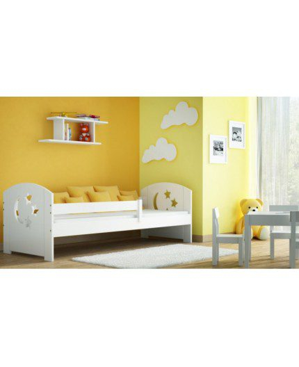 PAT PENTRU COPII DIN LEMN DE PIN MOLI ALB CU SALTEA INCLUSA SI SERTAR 180 X 80 CM [3]