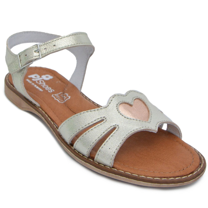 Sandale din piele pentru fete Core argintiu PJ Shoes [2]