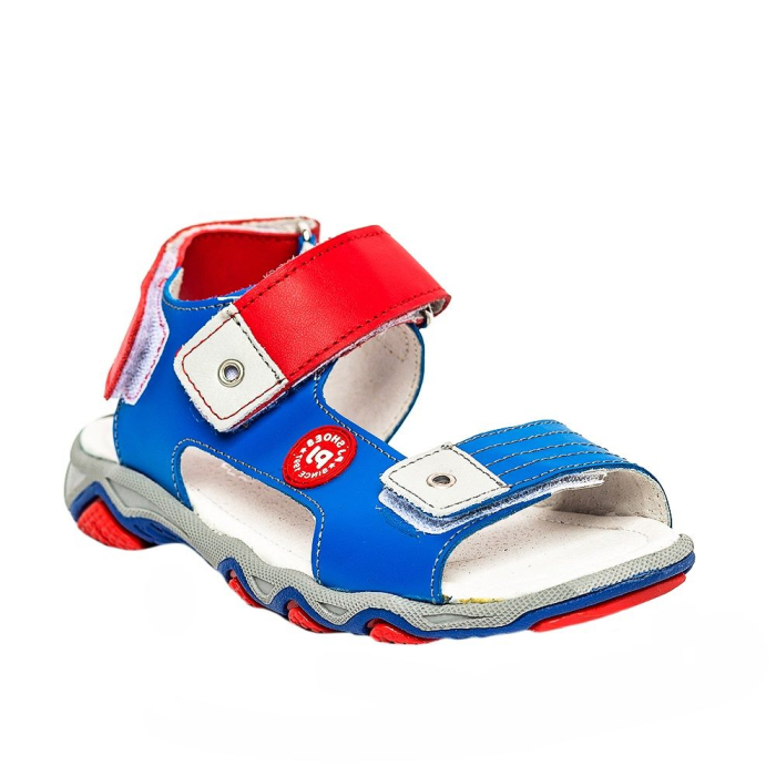 Sandale piele baieti Roy Blu/Rosu Pj Shoes [3]