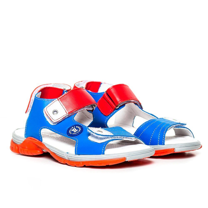 Sandale piele baieti Roy Blu/Rosu Pj Shoes [1]