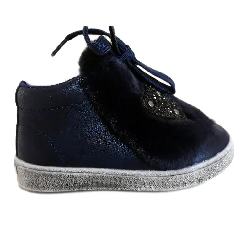 Tenisi copii cu accesoriu din blana Bleumarin [1]