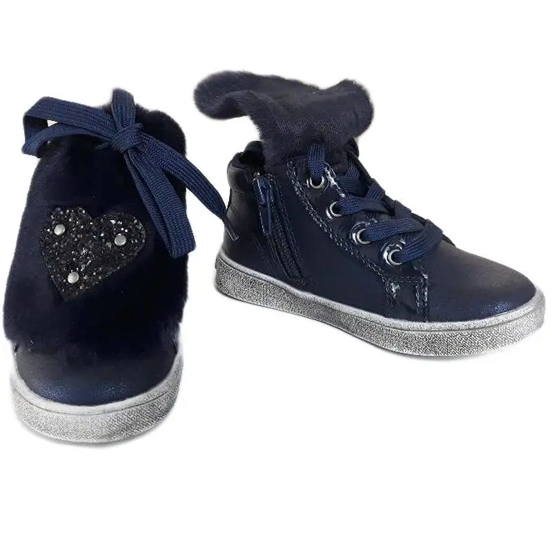 Tenisi copii cu accesoriu din blana Bleumarin [2]