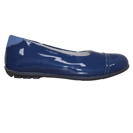 Pantofi de scoala - Balerini din piele naturala bleumarin lacuit