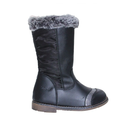 Cizme fete piele cu blanita Tino negru 1875