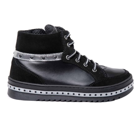 Ghete din piele pentru fete Kidda negru&argintiu [3]