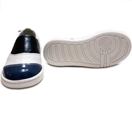 Mocasini copii piele Tino alb bleumarin [2]