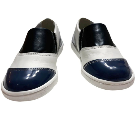 Mocasini copii piele Tino alb bleumarin [1]