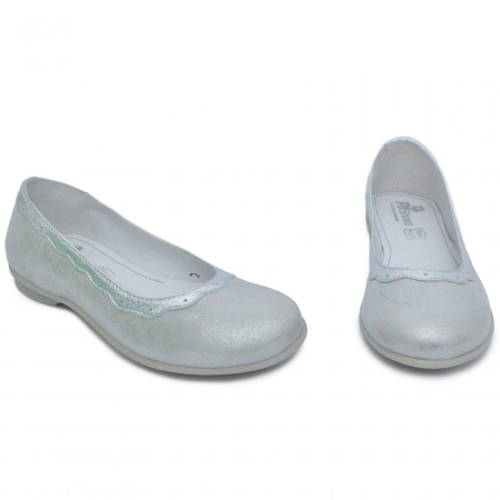 Pantofi si Balerini - Pantofi balerini fete PJ Shoes Lulu argintiu