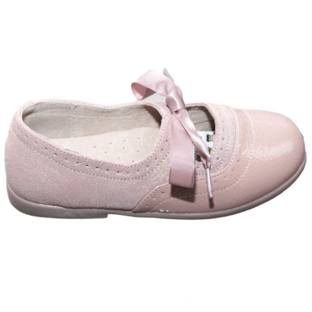 Pantofi si Balerini - Pantofi copii roz nud din piele naturala