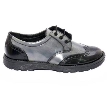Pantofi Baieti - Pantofi copii scoala Frigerio Pj Shoes gri negru