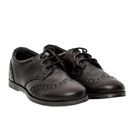 Pantofi copii scoala piele Frigerio 01 negru cu siret [1]