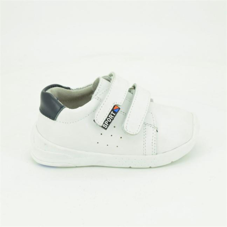 Pantofi Copii Sport cu Scai din Piele Naturala Alb [3]