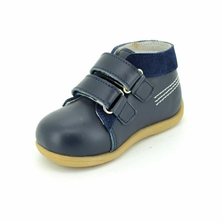 Pantofiori copii din piele naturala bleumarin/gri/roz [3]