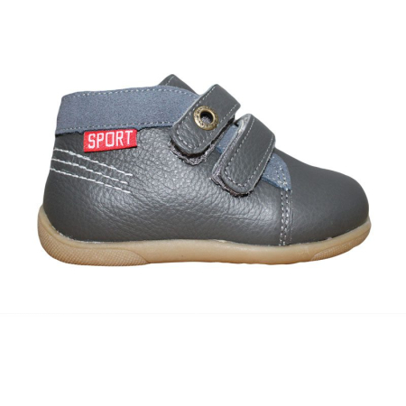 Pantofi Baieti - Pantofiori copii din piele naturala bleumarin/gri/roz