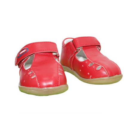 Pantofiori decupati rosii din piele naturala [4]