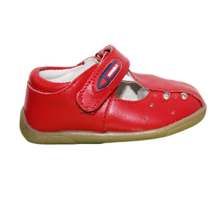Pantofi Baieti - Pantofiori decupati rosii din piele naturala