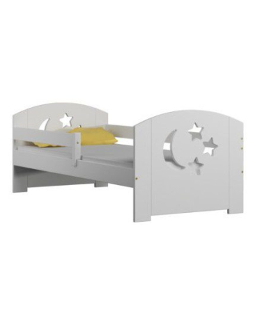 Mobilier copii - PAT PENTRU COPII DIN LEMN DE PIN MOLI ALB CU SALTEA INCLUSA SI SERTAR 180 X 80 CM
