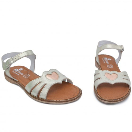 Sandale Fete - Sandale din piele pentru fete Core argintiu PJ Shoes