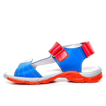 Sandale piele baieti Roy Blu/Rosu Pj Shoes [3]