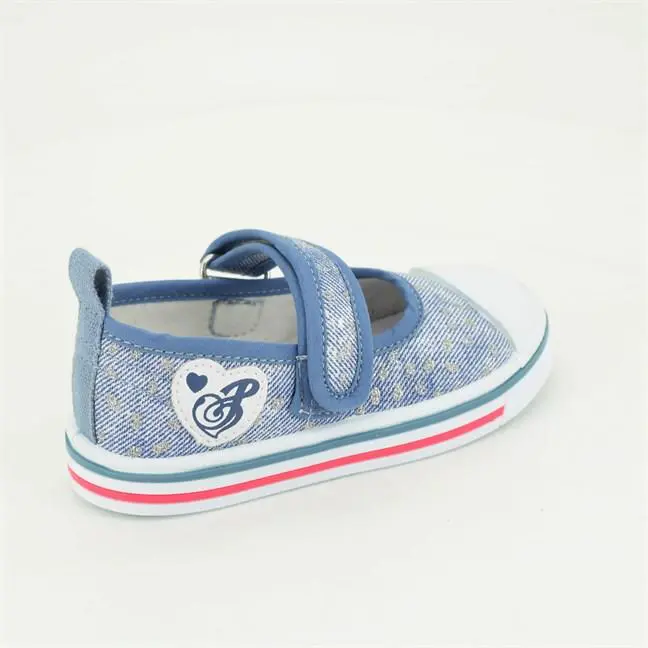 Tenisi fete din material textil argintiu/jeans [2]