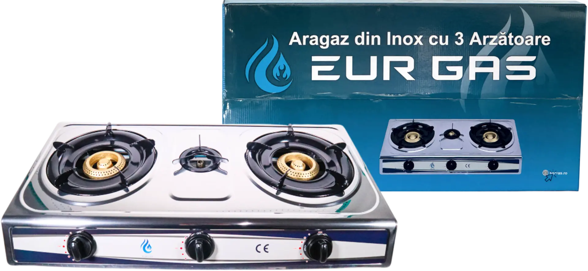 Arzatoare & pirostrii gaz - Aragaz de Exterior EurGas din Inox 3 Arzatoare