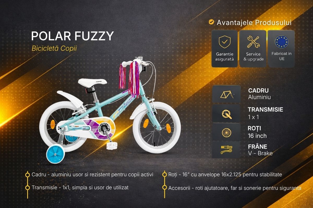 Bicicleta Copii Polar Cosmo - 16 Inch, Turcoaz [1]