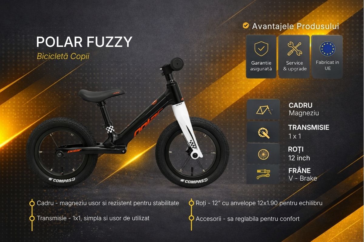 Bicicleta Copii Polar FUZZY- 12 Inch, Negru [1]